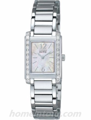 西铁城EW9461-55D女表真钻系列-银色表带/表径21×19mm