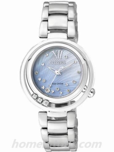 西铁城EM0327-50D女表真钻系列-银色表带/表径30mm