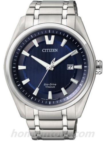 西铁城AW1241-54L男表Titanium系列-银色表带/表径43mm