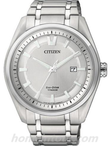 西铁城AW1241-54A男表Titanium系列-银色表带/表径43mm