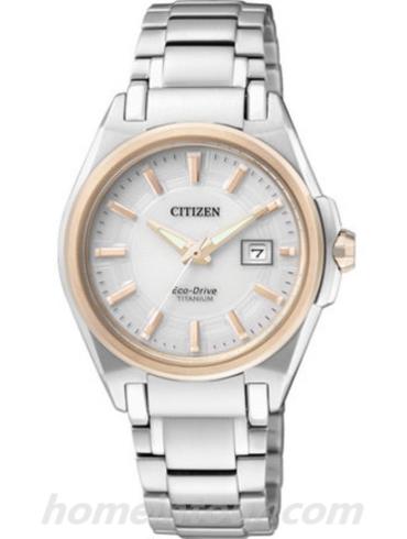 西铁城EW1886-50A女表Titanium系列-银色表带/表径31mm