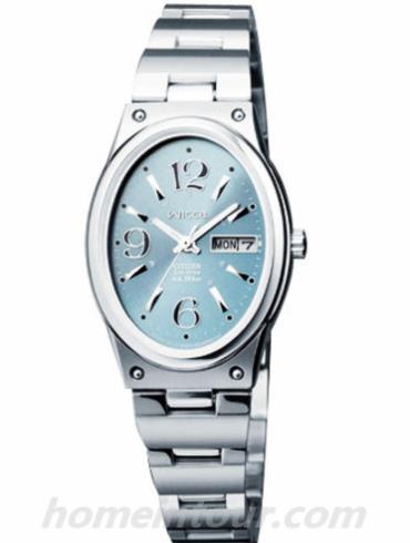 西铁城EW3090-58LB女表Wicca系列-银色表带/表径33×24mm