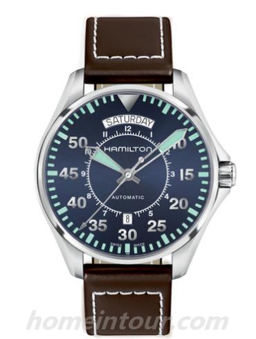 汉米尔顿H64615545男表卡其航空系列-棕色表带/表径42mm