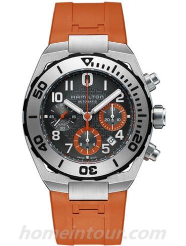 汉米尔顿H78716983男表卡其海军系列-橙色表带/表径43mm