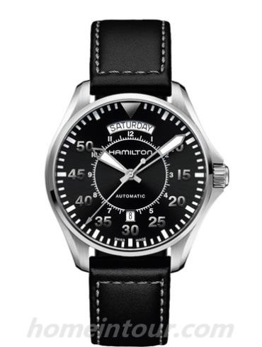汉米尔顿H64615735男表卡其航空系列-黑色表带/表径42mm
