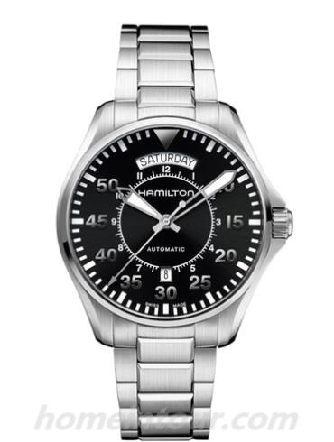 汉米尔顿H64615135男表卡其航空系列-银白色表带/表径42mm