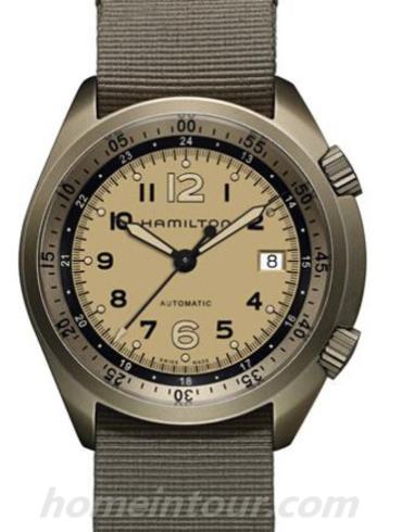 汉米尔顿H80435895男表卡其航空系列-黄绿色表带/表径41mm