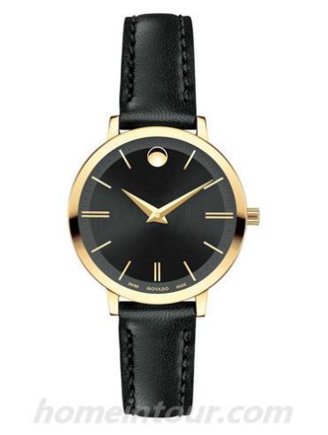 摩凡陀0607095女表TC超薄系列-黑色表带/表径28mm