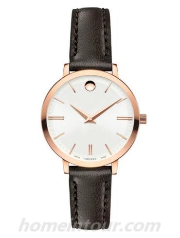 摩凡陀0607096女表TC超薄系列-褐色表带/表径28mm