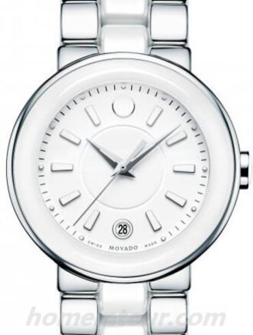 摩凡陀0606539女表赛蕾娜系列-银色/白色表带/表径36mm