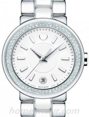 摩凡陀0606624女表赛蕾娜系列-银色/白色表带/表径36mm