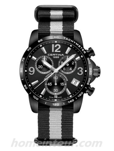 雪铁纳C034.417.38.057.00男表冠军系列-黑色/白色表带/表径41mm