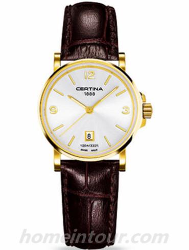 雪铁纳C017.210.36.037.00女表卡门系列-棕色表带/表径27mm