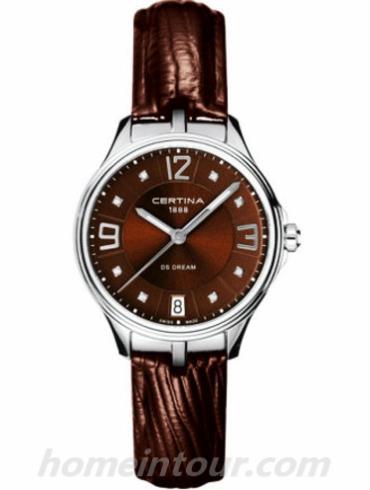 雪铁纳C021.210.16.296.00女表DS Dream系列-棕色表带/表径30.5mm