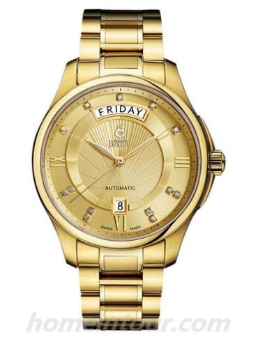 依波路GG7350W-1591男表布拉克系列-金色表带/表径41mm