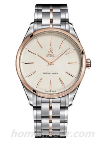 依波路GBR906-9829男表复古系列-间金色表带/表径39mm