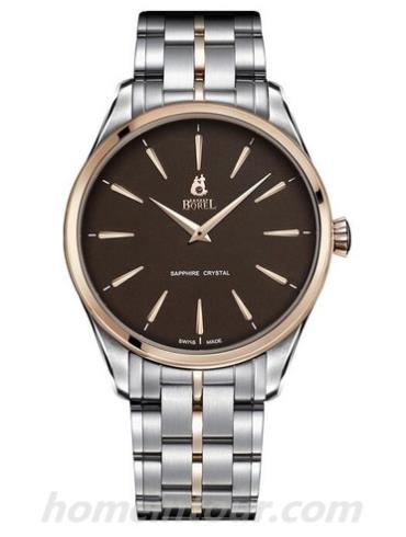 依波路GBR906-8829男表复古系列-间金色表带/表径39mm