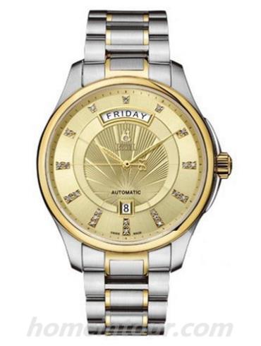 依波路GB7350X-15211男表布拉克系列-间金色表带/表径43mm