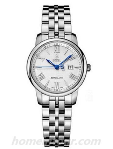 依波路LS9288-25321女表祖尔斯系列-银色表带/表径30mm