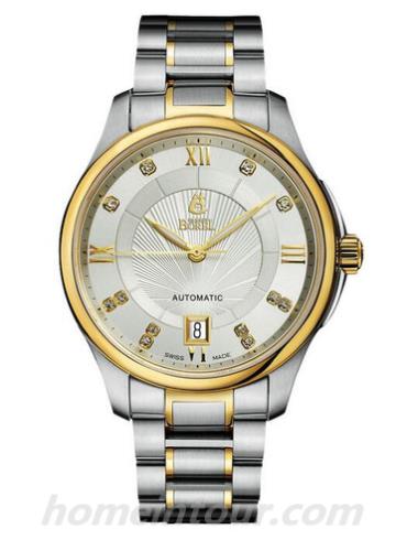 依波路BB7350-2599男表布拉克系列-银色 金色表带/表径38.5mm