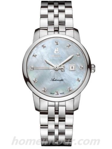 依波路LS9288H-49221女表祖尔斯系列-银色表带/表径30mm