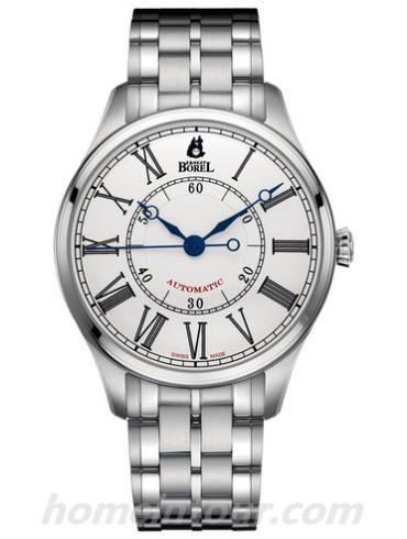 依波路GS8180-28551男表复古系列-银色表带/表径40.50mm