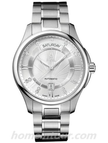 依波路GS7350W-2590男表布拉克系列-银色表带/表径40mm