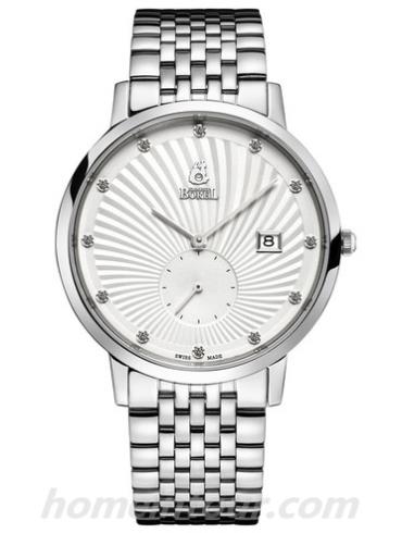 依波路GS809L-4590男表乔斯系列-银色表带/表径37mm