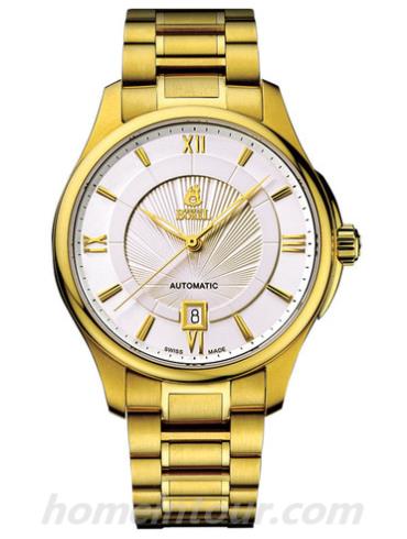 依波路GG7350-9521A男表布拉克系列-金色表带/表径40mm