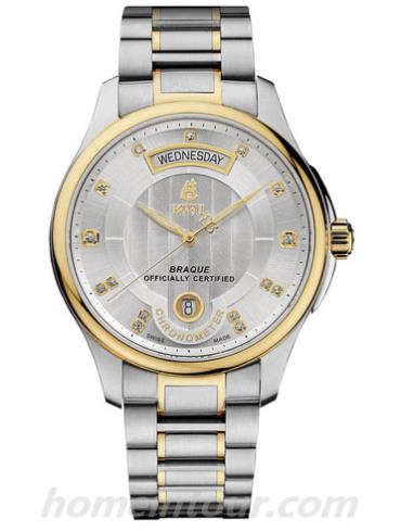 依波路GB7350WC3-2599男表布拉克系列-间金色表带/表径40mm