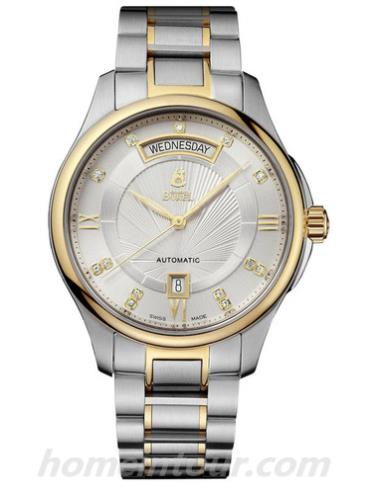 依波路GB7350W-2599男表布拉克系列-间金色表带/表径40mm