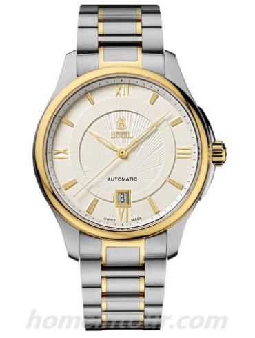 依波路GB7350-9521A男表布拉克系列-间金色表带/表径40mm