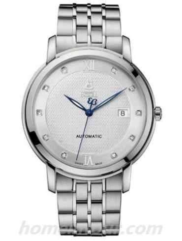 依波路GS6155-2590男表皇室系列-银色表带/表径40mm