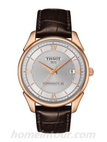 天梭T9204077603800男表T-Gold系列-棕色表带/表径41mm