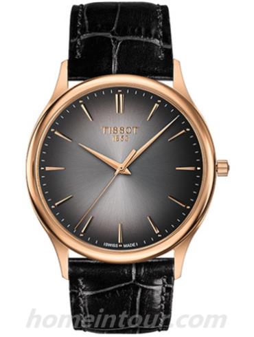 天梭T9264107606100男表T-Gold系列-黑色表带/表径40mm