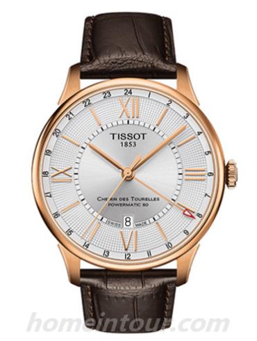 天梭T0994293603800男表T-Classic系列-棕色表带/表径42mm