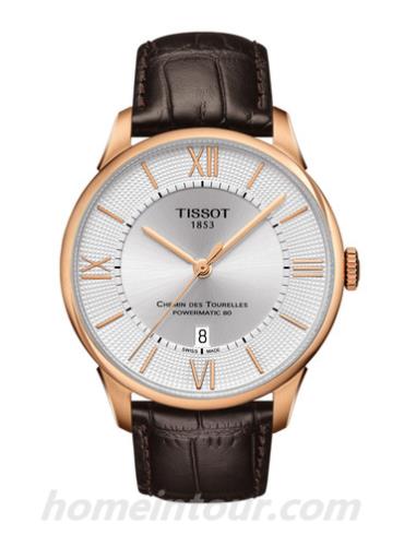 天梭T0994073603800男表T-Classic系列-棕色表带/表径42mm