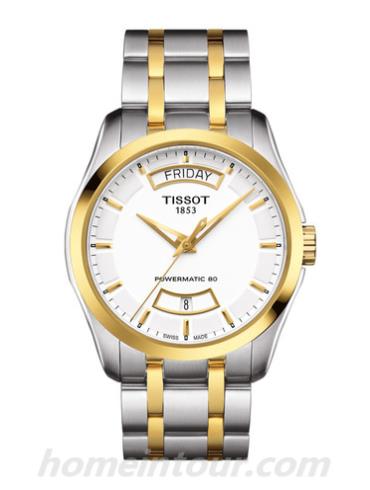 天梭T0354072201101男表T-Classic系列-1.14微米黄金镀层; 灰色表带/表径39mm