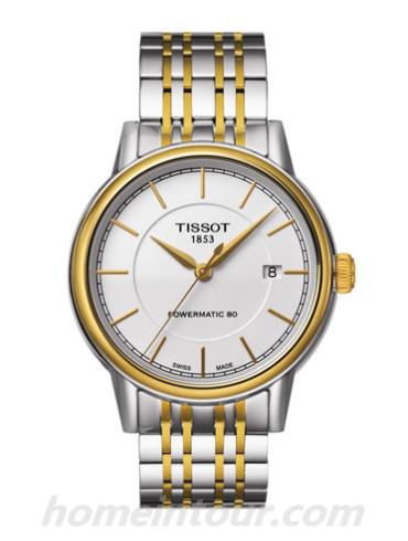 天梭T0854072201100男表T-Classic系列-1.14微米黄金镀层; 灰色表带/表径39.2mm