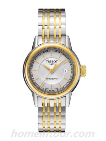 天梭T0852072201100女表T-Classic系列-1.14微米黄金镀层; 灰色表带/表径28.5mm