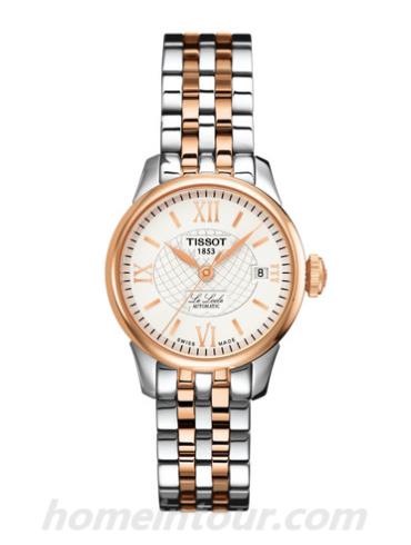 天梭T41218333女表T-Classic系列-5N玫瑰金; 灰色表带/表径25.3mm