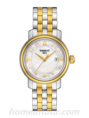 天梭T0970102211800女表T-Classic系列-1.14微米黄金镀层; 灰色表带/表径29mm