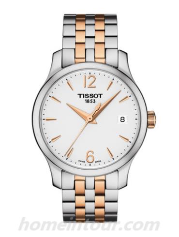 天梭T0632102203701女表T-Classic系列-5N玫瑰金; 灰色表带/表径33mm