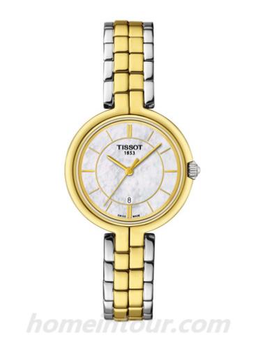 天梭T0942102211101女表T-Trend系列-1.14微米黄金镀层; 灰色表带/表径26mm