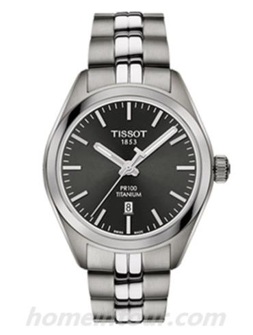 天梭T1012104406100女表T-Classic系列-灰色表带/表径33mm