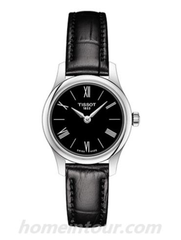 天梭T0630091605800女表T-Classic系列-黑色表带/表径25mm