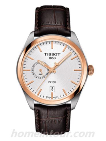 天梭T1014522603100男表T-Classic系列-棕色表带/表径39mm