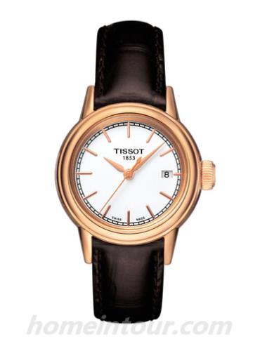 天梭T0852103601100女表T-Classic系列-棕色表带/表径28.5mm