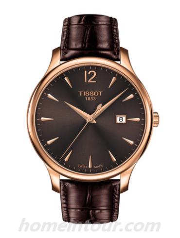 天梭T0636103629700男表T-Classic系列-棕色表带/表径42mm