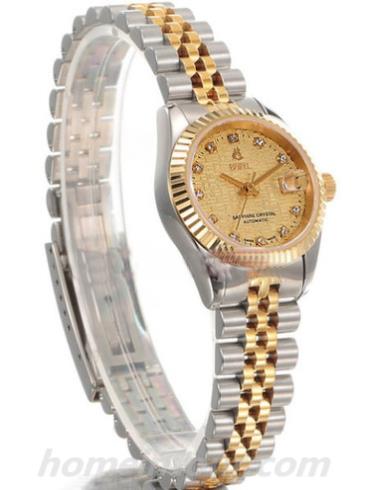 依波路LB5036N-1999女表豪爽系列-间金色表带/表径28mm